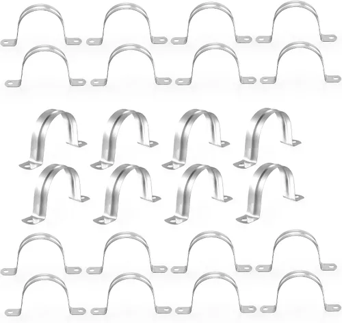24 Piezas Abrazaderas de Conducto de Acero Inoxidable 304 de 1 1/4 Pulgadas (32mm), Abrazadera de Correa de Tubo en U de 2 Agujeros Soporte en U