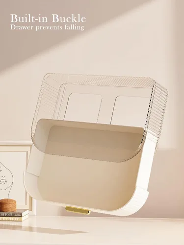 Miniatura 6 de Organizador de maquillaje giratorio de 360° con cajón, exhibición de almacenamiento de cosméticos de acrílico transparente, contador de belleza