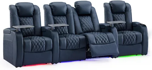 Miniatura 59 de Weilianda Asientos de Cine en Casa de Cuero de Grano Superior Silla Reclinable con Reposacabezas Eléctrico y Reclinación Asientos de Película Sofá