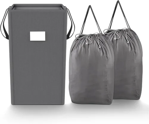 Miniatura 9 de MCleanPin Cesta de lavandería plegable de 225 litros con bolsas de lavandería, cesta de ropa sucia, cesta de lavandería con asas, cesta plegable