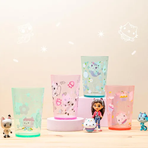Miniatura 3 de Zak Designs DreamWorks Gabby's Dollhouse Juego de Vasos Anidables para el Hogar, Vasos de Plástico sin BPA de 14.5oz, Paquete de 4