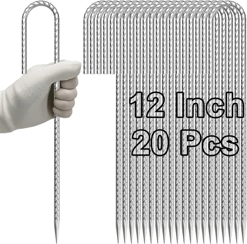 Miniatura 19 de VVOKGO Estacas de Varilla Corrugada de 16 Pulgadas con Gancho en J de Servicio Pesado para Cerca de Eslabones de Cadena, 16 Piezas de Picos Largos