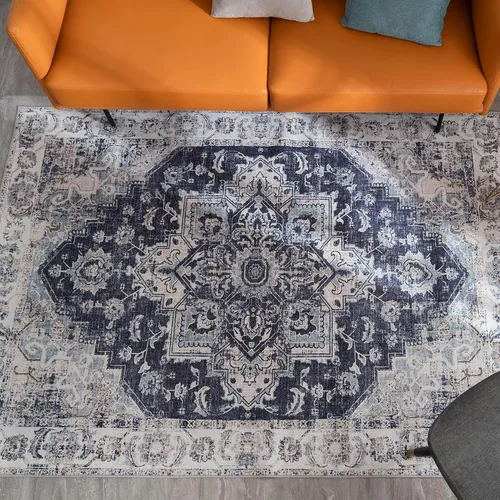 Miniatura 426 de Syalife 4x6 Alfombra Lavable para Área, Ultra Suave Antideslizante, Pila Baja, Alfombra Vintage Resistente a Manchas para Sala de Estar, Alfombra