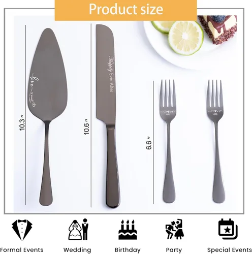 Miniatura 6 de Juego de corte de pasteles para boda y tenedores, juego de cuchillo y servidor para pastel de boda, juego de corte de pastel de boda, regalos