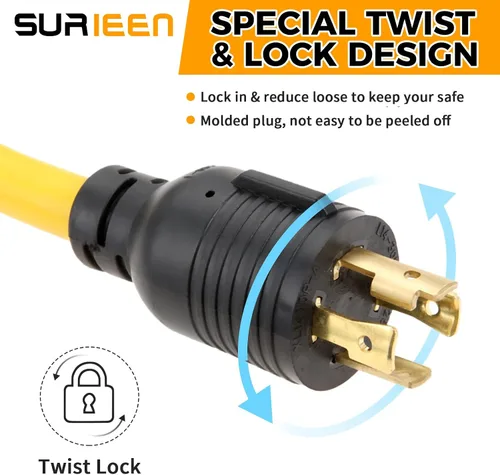 Miniatura 4 de NEMA L14-30P a 6-50R Generador Soldador Adaptador Cable Enchufe Cable de 1.5 Pies, Adaptador de Generador de 4 a 3 clavijas 125/250 V, Cable