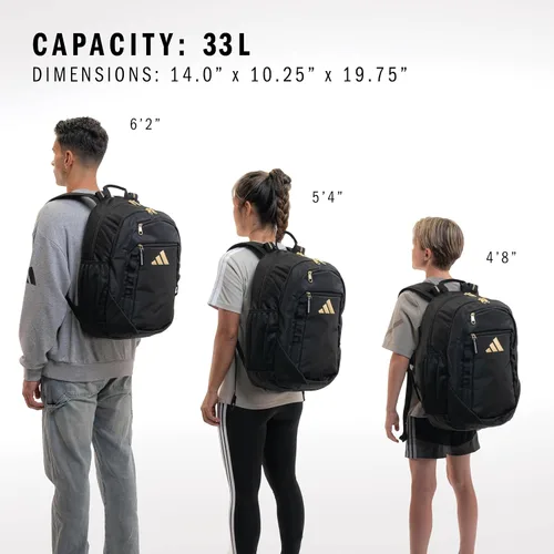 Miniatura 6 de Mochila Excelerator con funda para portátil, bolsa deportiva para hombres y mujeres, Negro/Dorado Metálico, Tamaño único