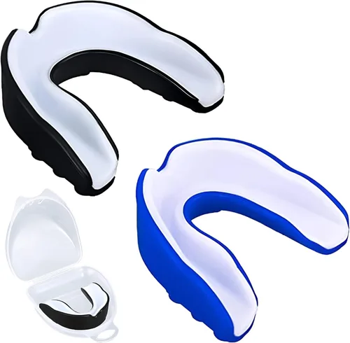 Miniatura 8 de Paquete de 2 protectores bucales deportivos para niños y jóvenes, protección bucal atlética con funda (sin BPA) para boxeo, fútbol, hockey, karate