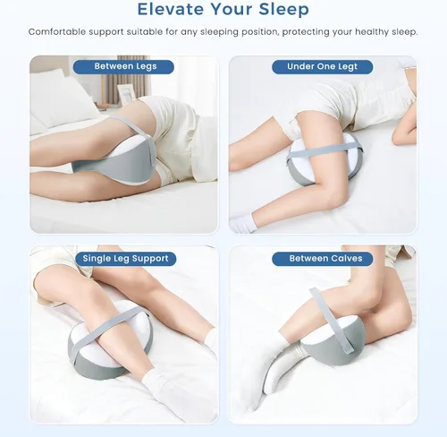 Miniatura 6 de Almohada de rodilla para dormir de lado, almohada de piernas para dormir de lado, alivio del dolor de cadera, ciática y espalda baja, con espuma Gris