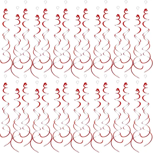 Miniatura 18 de 30 piezas de decoración de fiesta de remolinos colgantes, decoraciones de papel de aluminio, espiral, serpentina de plástico para techo, cumpleaños