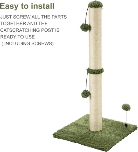 Miniatura 7 de MECOOL Poste Rascador para Gatos de 34" de Alto Premium Basics Rascador de Gatitos Postes Rascadores de Sisal con Bola Colgante para Gatos de Verde