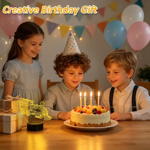 Miniatura 5 de FULLOSUN - Luz nocturna de tren, lámpara de ilusión 3D para niños, 16 colores que cambian con función de atenuación y control remoto, regalos