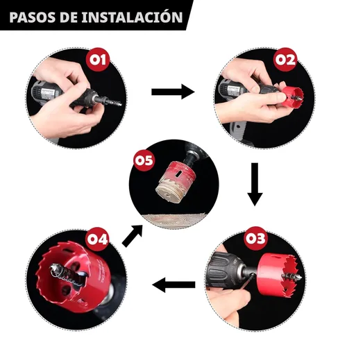 Miniatura 5 de Kit de sierra de agujero bimetálica de 13 piezas con brocas, juego de sierra de agujero de carburo para metal fino y madera, diámetro de corte
