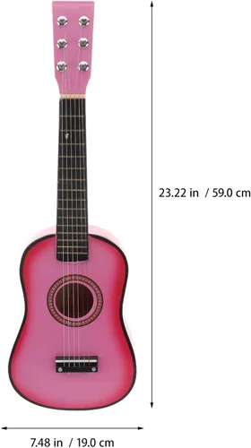 Miniatura 4 de Toddmomy Guitarra acústica popular de 6 cuerdas de 23.11 pulgadas para niños y niñas, instrumento musical para principiantes, juguete acústico rosa