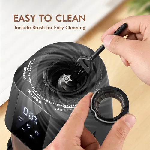 Miniatura 5 de AYCHIRO Molinillo de Café con Rebaba Eléctrico, Molinillo de Café Ajustable con 30 Configuraciones de Molienda, Molinillo de Granos de Café con Negro