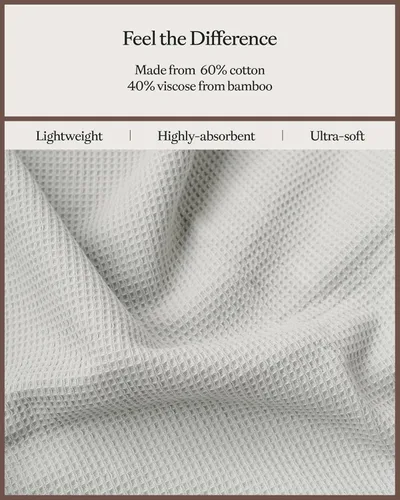 Miniatura 4 de Cozy Earth Toallas de baño de punto gofre, 60% algodón, 40% viscosa de bambú, 40 x 65 pulgadas, rizo suave y absorbente, reversible, patrón de punto