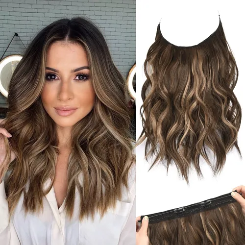 Miniatura 30 de REECHO Extensiones de cabello con alambre invisible con trama de encaje más delgada y suave