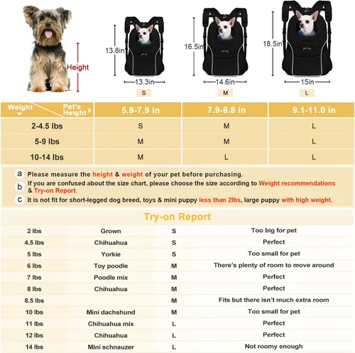 Miniatura 5 de WOYYHO Mochila Transportadora para Mascotas Perros, Mochila Frontal para Perros Pequeños, Mochila Transportadora Ventilada para Perros con Bolsillos