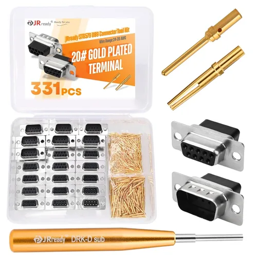 JRready ST6579 DB9 Terminales de crimpado chapados en oro DB9 Conectores Herramienta de extracción de pines DRK-D Sub Inserción Extracción