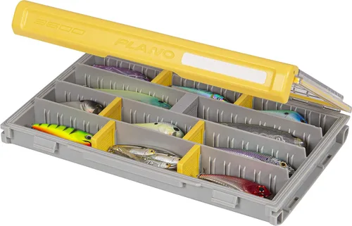 Miniatura 6 de Plano Edge 3600 Terminal Tackle Almacenamiento, gris y amarillo, incluye 10 retenedores de gancho, tecnología Rustrictor resistente al óxido, caja