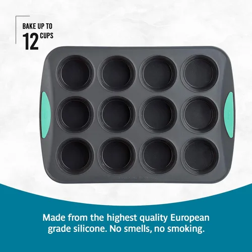 Miniatura 3 de Trudeau Structure - Molde de silicona para magdalenas, 12 tazas, silicona flexible con forro duro para mantener la forma, antiadherente, sin BPA