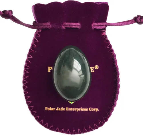 Miniatura 14 de Polar Jade Huevo de piedra hecho de jade nefrita, tamaño mediano (1.693x1.181 in), perforado, con cuerda sin encerar e instrucciones
