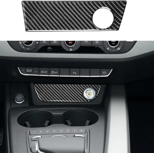 Miniatura 15 de Blazeray Accesorios interiores de fibra de carbono, cubierta decorativa, ajuste adhesivo para Audi A4 B9 2017-2019 (cubierta de perilla central)