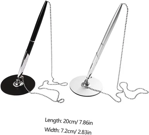 Miniatura 2 de NUOBESTY 2 bolígrafos de escritorio con cadena de bolas, bolígrafos de escritorio, bolígrafos de tinta de gel de seguridad para bancos, oficinas