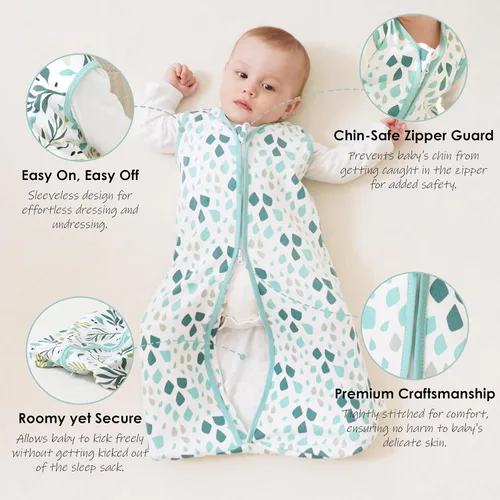 Miniatura 3 de Cute Castle Saco de dormir para bebé de 0 a 6 meses, ligero, 100% algodón, cremallera de 2 vías, TOG 0.5, manta de vestir para bebés, ropa de dormir
