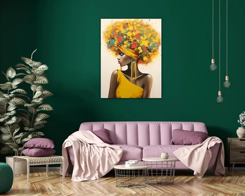 Miniatura 124 de Arte de pared afroamericano, decoración de rey y reina bailarín negro para sala de estar, arte de pareja de amor negro para dormitorio, lienzo
