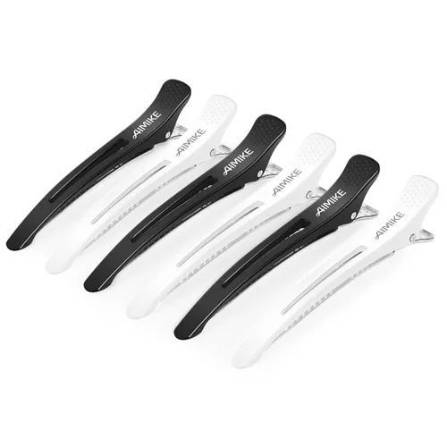 Miniatura 11 de AIMIKE 6 pinzas de pelo profesionales para corte de peinado, antideslizantes, sin rastro, pinzas de pelo con banda de silicona, pinzas de corte