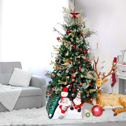 Miniatura 7 de ROSELEAF Juego de 132 piezas de decoración para árbol de Navidad, adornos colgantes inastillables en rojo, verde y dorado, estilo de arte popular