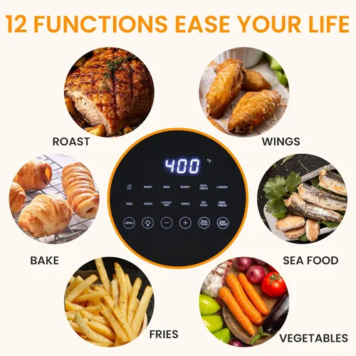 Miniatura 3 de HealSmart Horno freidora de aire 12 en 1, horno de convección digital de 6.34 cuartos de galón con ventana visible y 1700 W, freír al aire, asar