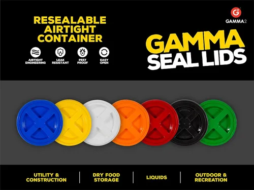Miniatura 6 de Gamma2 Tapa de sello gamma para cubos utilitarios – Se adapta a cubos de 3.5, 5, 6 y 7 galones, amarillo, fabricado en Estados Unidos