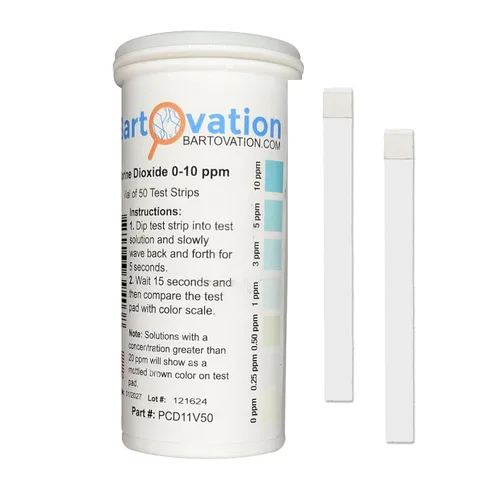 Bartovation Tiras de prueba de dióxido de cloro, rango bajo, 0-10 ppm, paquete de 50 | Fabricado en Estados Unidos