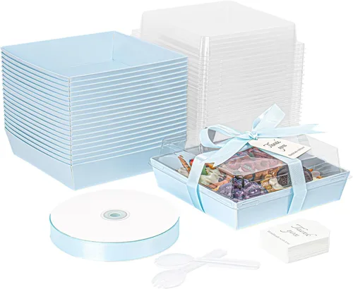 Miniatura 13 de Cajas de charcutería de 7 x 5 pulgadas con tapas transparentes, paquete de 50 recipientes desechables para alimentos, cajas grandes de papel