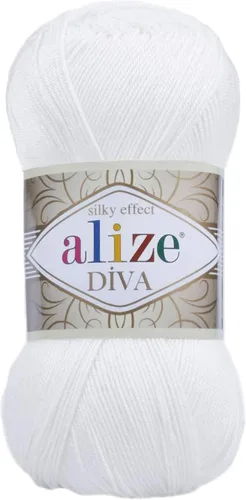 Miniatura 28 de Alize Diva Silk Effect 100% hilo acrílico de microfibra, 1 madejas de bola de 3.53 oz 383yds color (1 - crema)