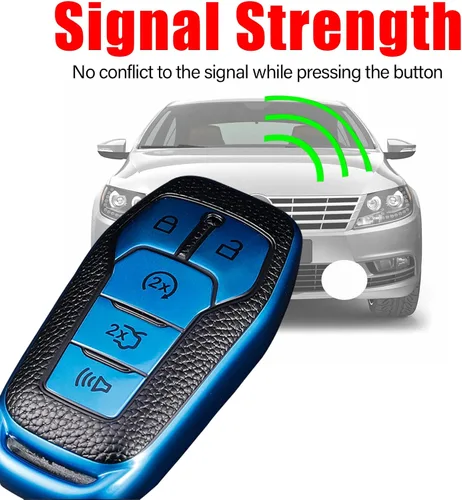 Miniatura 4 de Funda para llavero Ford de TPU suave con llavero de cuero, funda protectora completa, funda de llavero inteligente para Ford Lincoln MKZ MKC MKX