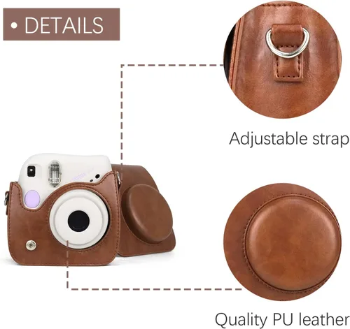 Miniatura 4 de Rieibi Funda de piel sintética Mini 7+, funda protectora para cámara instantánea Fujifilm Instax Mini 7+ con correa de hombro ajustable