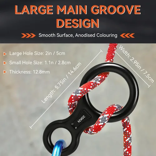 Miniatura 5 de Rescate Figura 8 Descender Equipo de descenso Equipo de descenso 35KN/7,716.2 lbs 7075 Aleación de aluminio Placa de aparejo para escalada Belaying