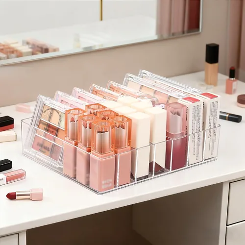 Miniatura 8 de Organizador de Maquillaje para Paleta de Sombras de Ojos y Organizador de Lápiz Labial, Organizador de Paleta de Maquillaje de 7 Secciones Divididas