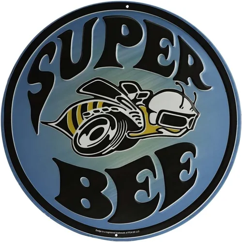 Dodge Super Bee - Letrero redondo de metal en relieve, letrero vintage de Dodge para garaje o cueva de hombre Azul/negro