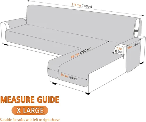 Miniatura 3 de VANSOFY Fundas de Sofá Seccional Mejoradas 100% Impermeables en Forma de L Funda Reversible para Chaise Lounge Funda Protectora de Sofá Seccional