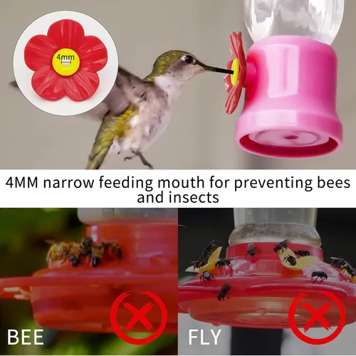 Miniatura 4 de Juego de 20 flores de repuesto para comedero de colibríes con 2 cepillos de limpieza, piezas de repuesto para colgar alimentación de colibríes al