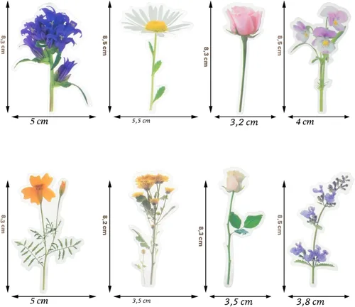Miniatura 2 de 160 piezas de calcomanías de flores naturales para álbumes de recortes, calcomanías autoadhesivas para álbumes de recortes, suministros para diario