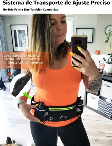 Miniatura 7 de AiRunTech Cinturón de hidratación para correr con botella de agua, riñonera para teléfono y cartera, bolsa de correr, accesorios esenciales, BK+GN