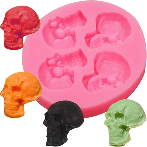 Miniatura 9 de Moldes de silicona 3D de calavera de esqueleto para Halloween, 3 piezas, para fiesta de Halloween, chocolate, caramelo, arcilla para decoración