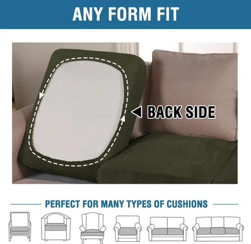 Miniatura 69 de H.VERSAILTEX Funda de cojín elástica de terciopelo para sofá, funda de cojín de felpa para silla, sofá biplaza o sofá, protector de muebles, cojín