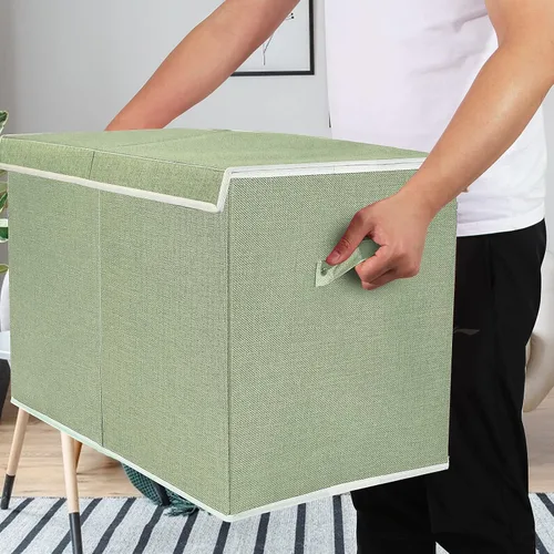 Miniatura 5 de popoly Caja Grande de Juguetes con Tapa, Contenedor de Juguetes Plegable y Resistente Cajas Organizadoras de Almacenamiento Cestas para Niños, Verde