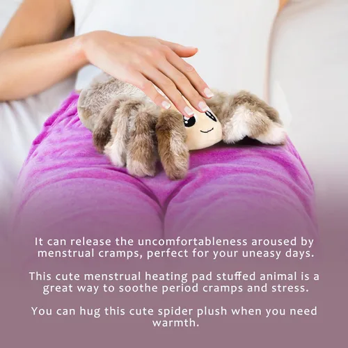 Miniatura 5 de Animal de peluche de araña mentirosa calentable y refrigerable, almohadilla térmica para microondas para calambres menstruales, lindos peluches