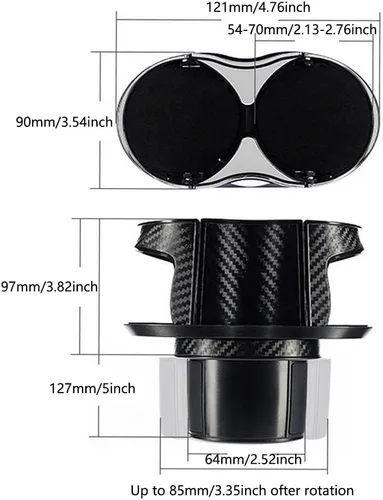 Miniatura 2 de Adaptador expansor para portavasos de auto todo uso 2 en 1, organizador multifuncional con rotación ajustable de 360 grados, para barco/autocaravana